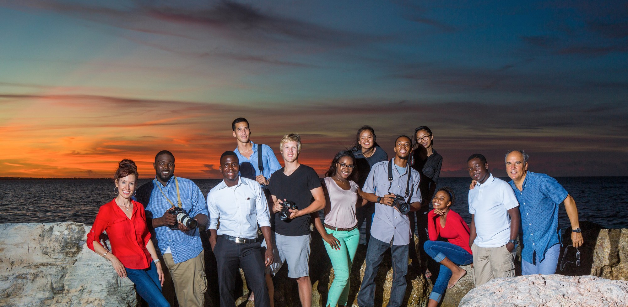 Paradise Photography interns and mentees at sunset