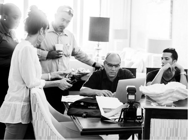 The team setting up a shoot