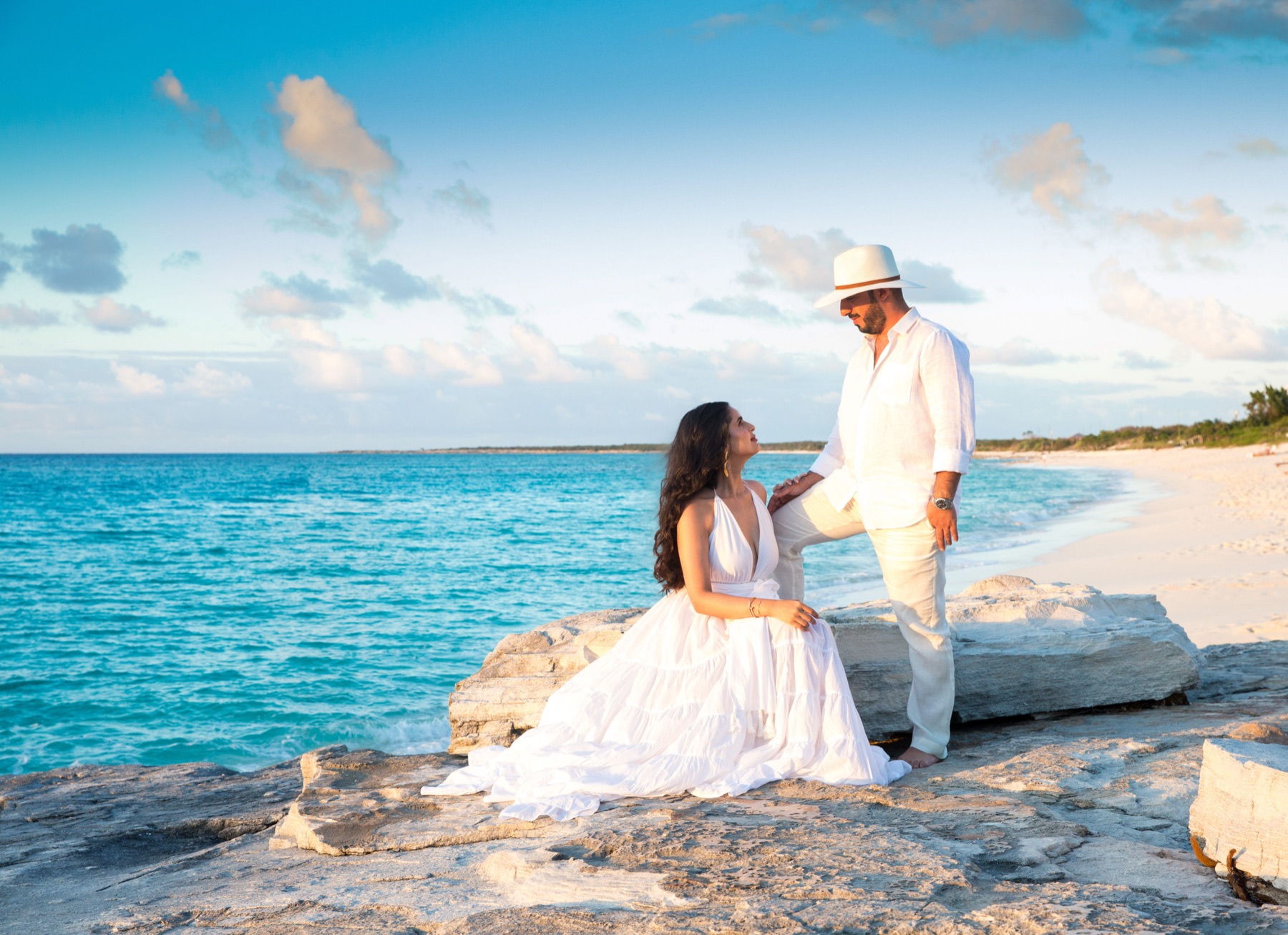 Couples beach portrait in Turks and Caicos by Paradise Photography