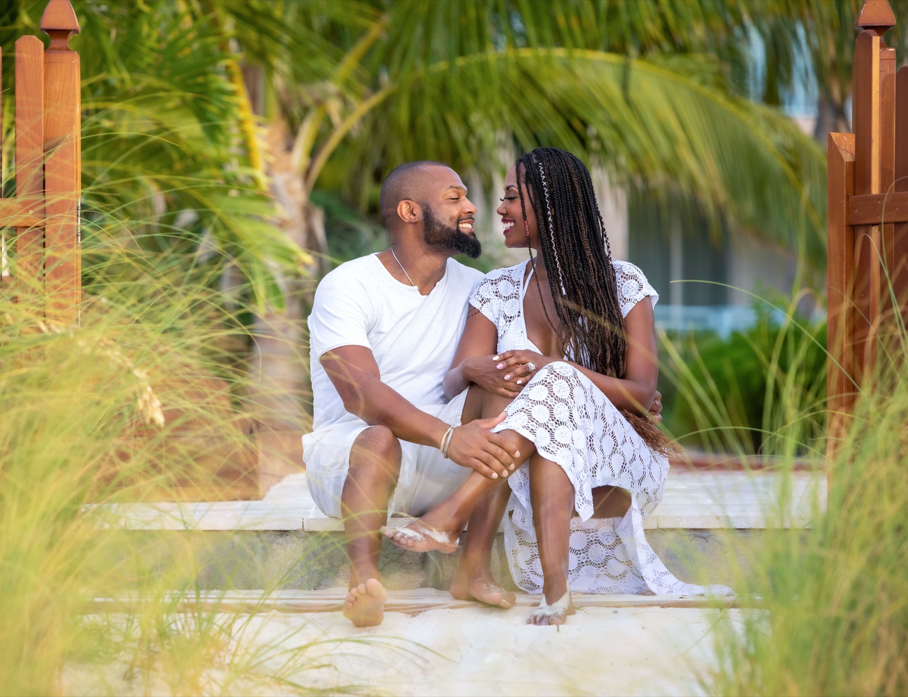 Couples beach portrait in Turks and Caicos by Paradise Photography