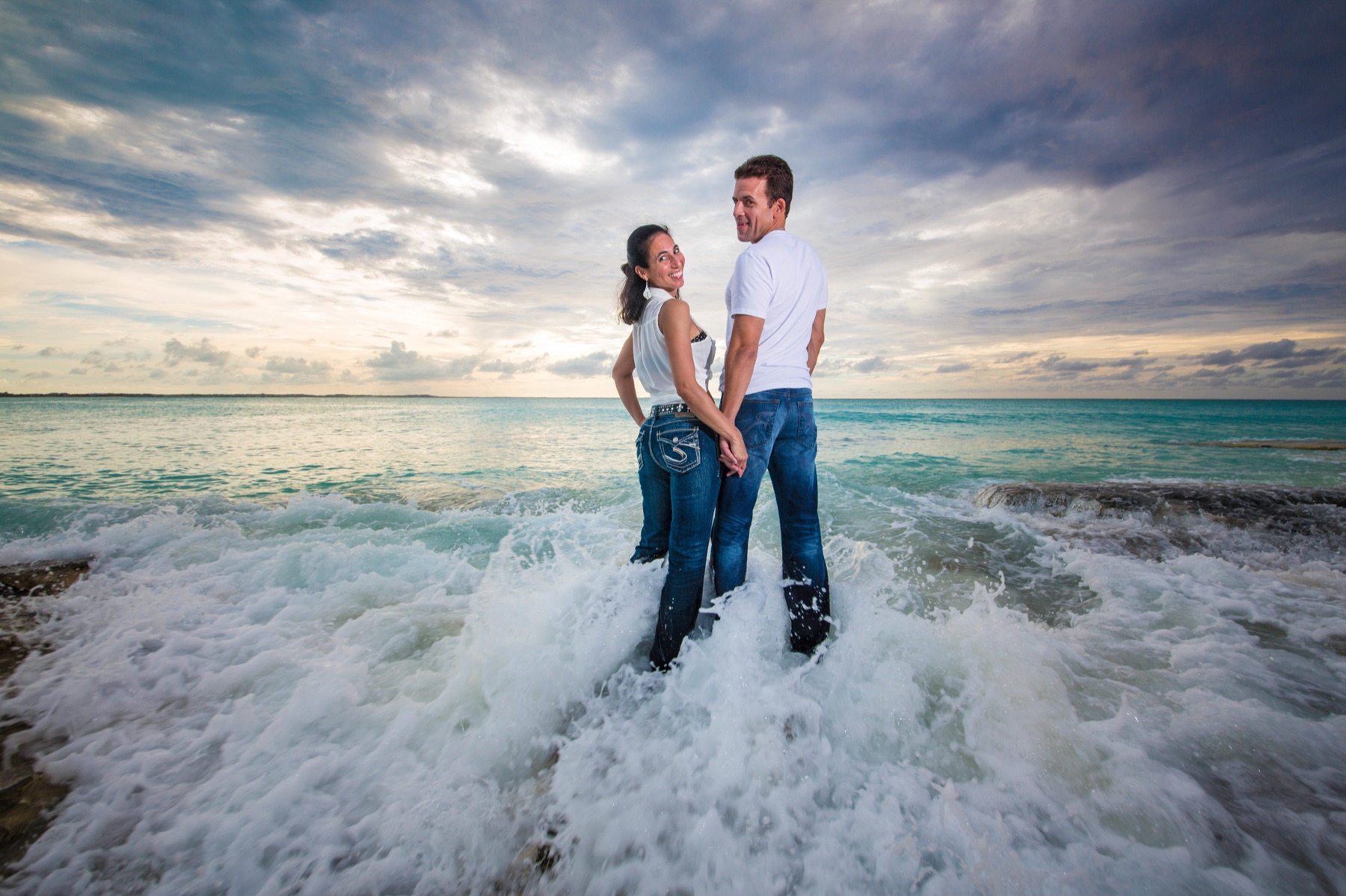 Couples beach portrait in Turks and Caicos by Paradise Photography