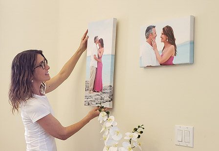 Hanging the finished canvas at home