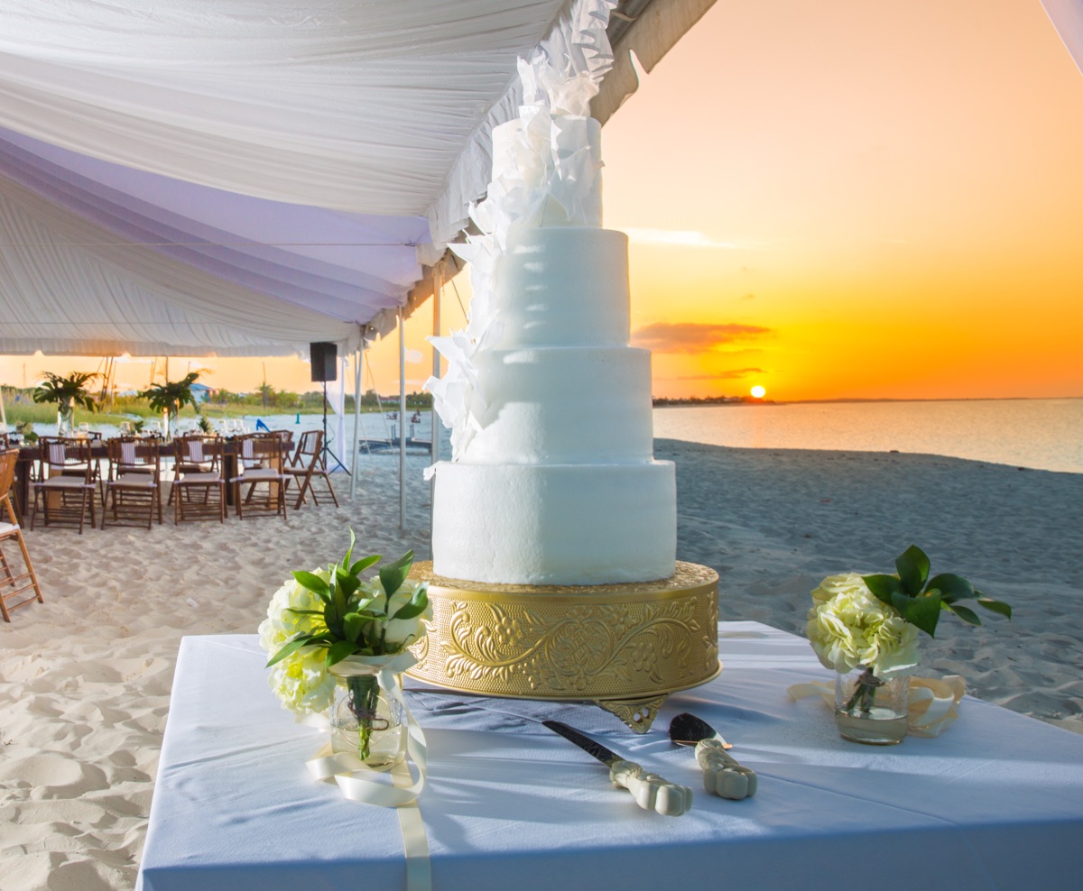Bride and groom on a Turks and Caicos beach